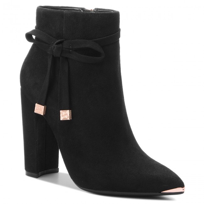 Ted Baker Μαύρα Δερμάτινα Σουέτ Μποτάκια με Φερμουάρ