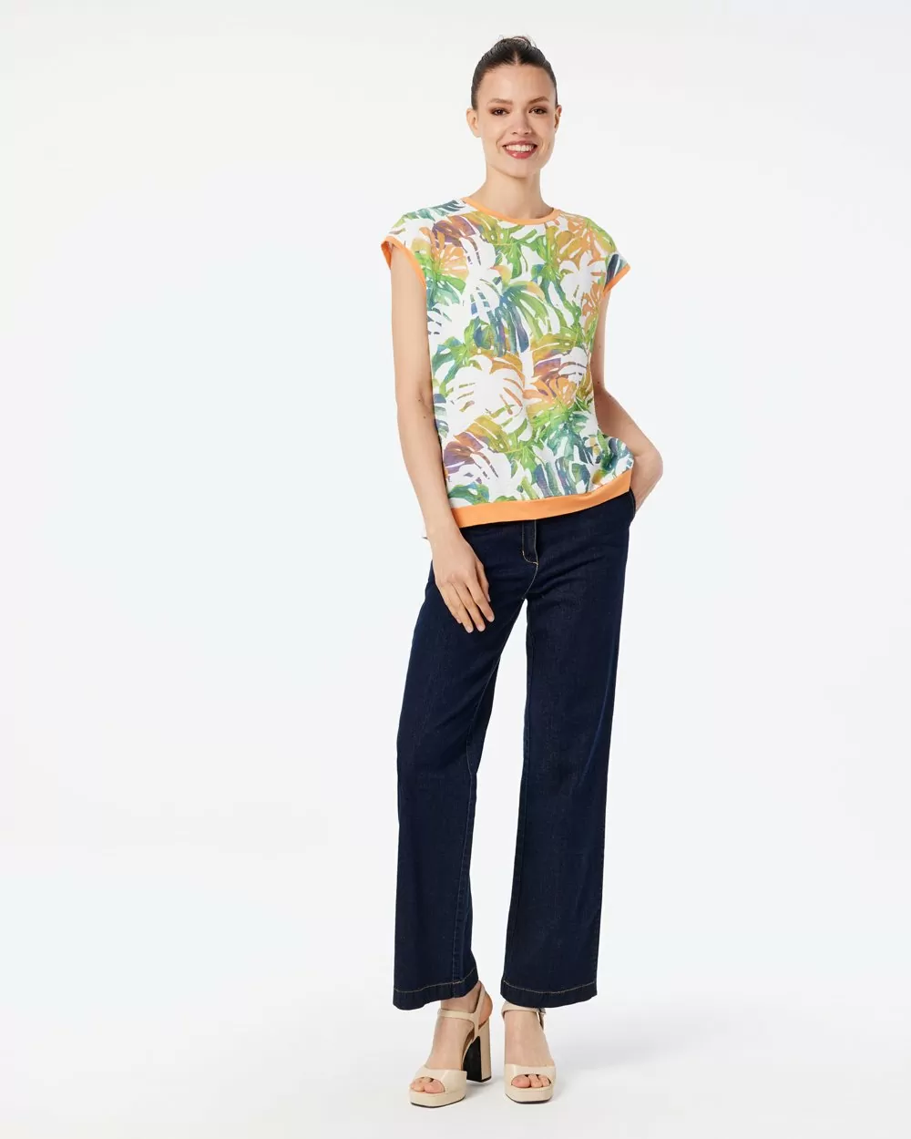 Forel Μπλούζα Γκοφρέ Εμπριμέ Πορτοκαλί - Image 3