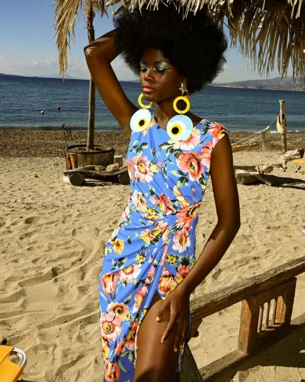 Forel Φόρεμα Μπλέ Floral by Vassilis Zoulias - Image 2