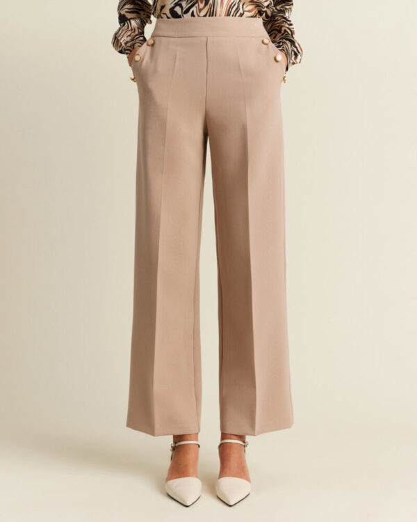 Forel Γυναικείο Υφασμάτινο Παντελόνι Μπεζ σε Ίσια Γραμμή