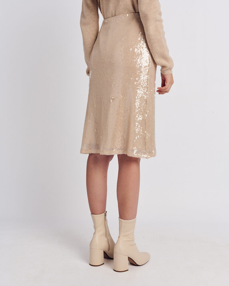 Forel Φούστα με Παγιέτα Pencil Ιβουάρ - Image 4