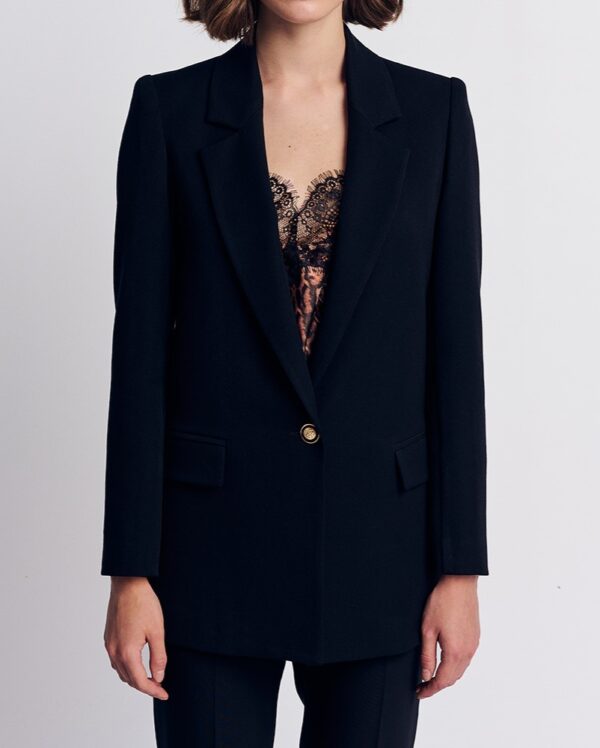 Forel Μακρύ Γυναικείο Σακάκι Μαύρο