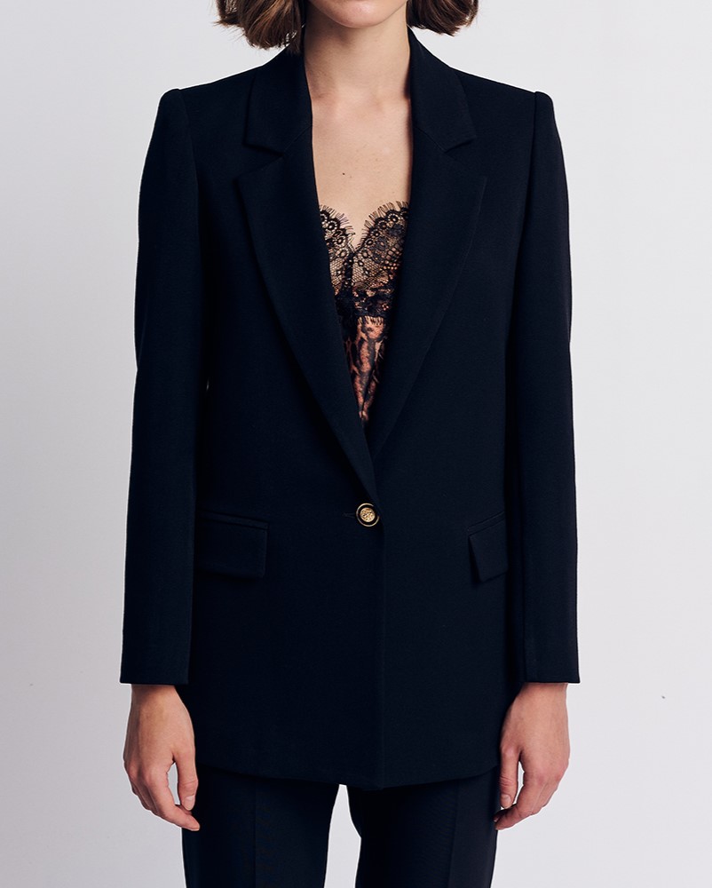 Forel Μακρύ Γυναικείο Σακάκι Μαύρο