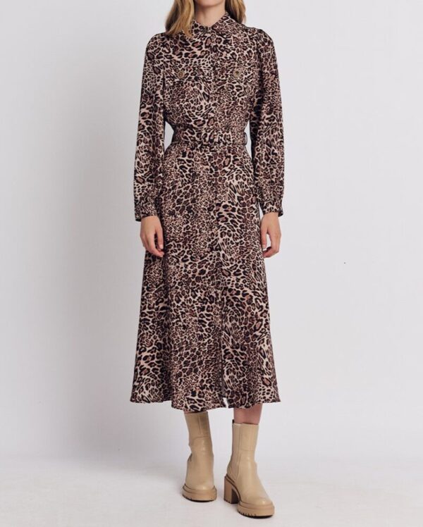Forel Midi Σεμιζιέ Φόρεμα Καφέ Animal Print