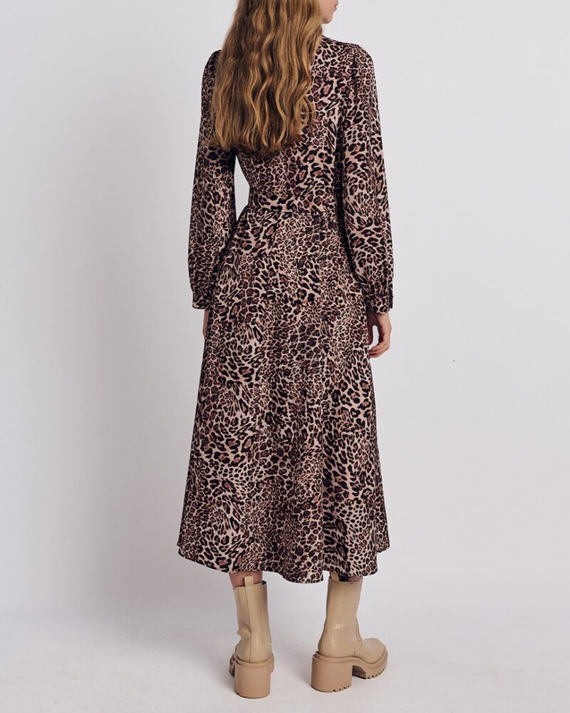 Forel Midi Σεμιζιέ Φόρεμα Καφέ Animal Print - Image 2