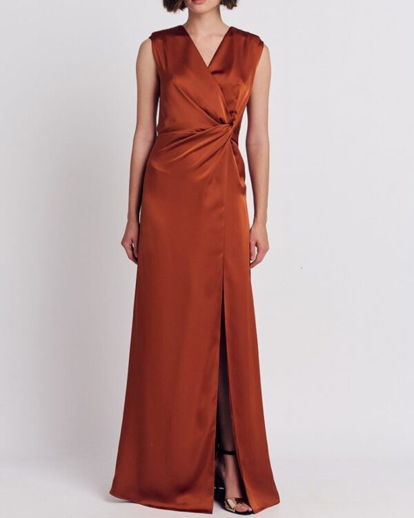 Forel Βραδινό Φόρεμα Σατέν Μaxi Εκαι