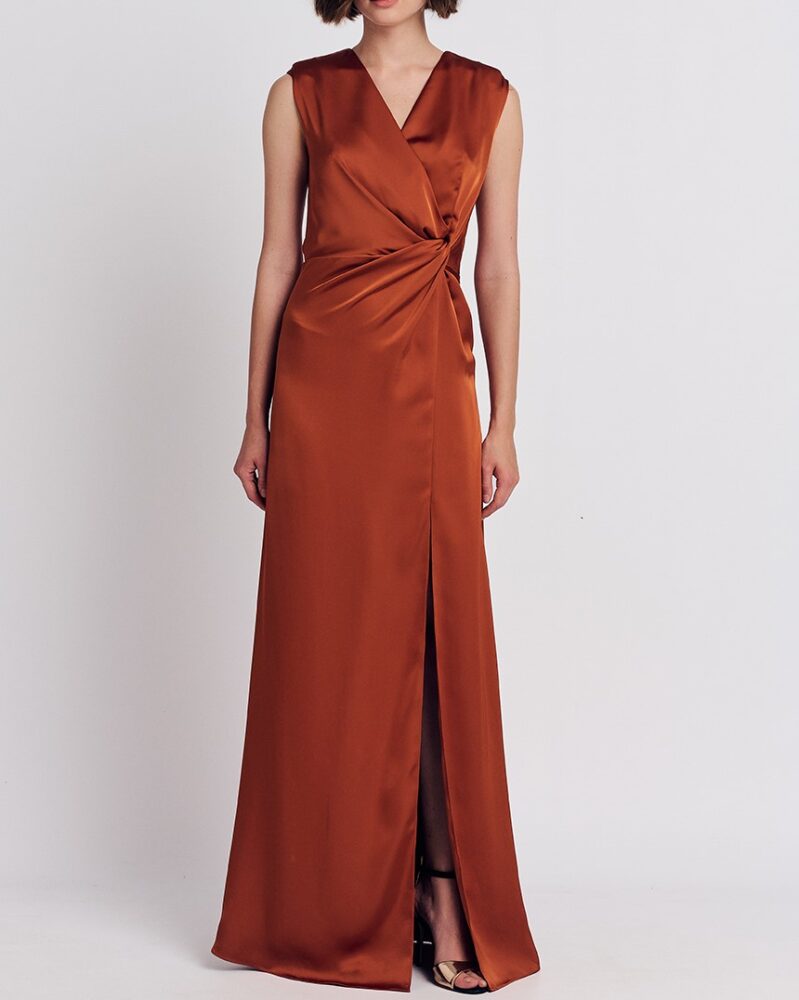 Forel Βραδινό Φόρεμα Σατέν Μaxi Εκαι