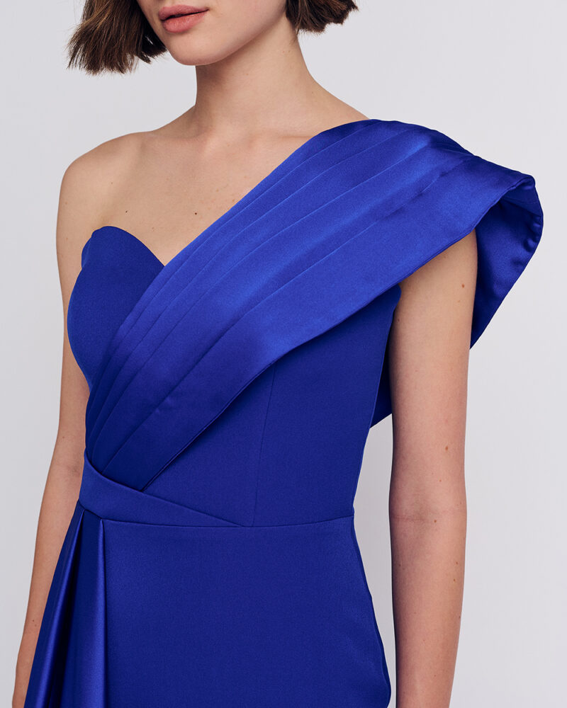 Forel Βραδινό Φόρεμα Σατέν Μaxi Μπλέ Ρουά - Image 3