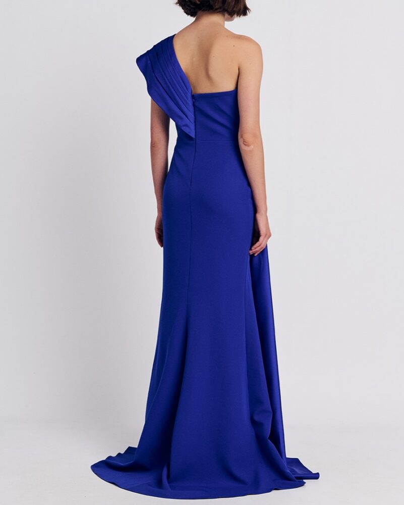 Forel Βραδινό Φόρεμα Σατέν Μaxi Μπλέ Ρουά - Image 2
