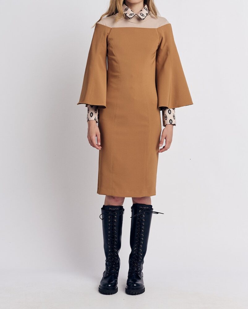 Forel Φόρεμα Pencil Μidi Καμηλό