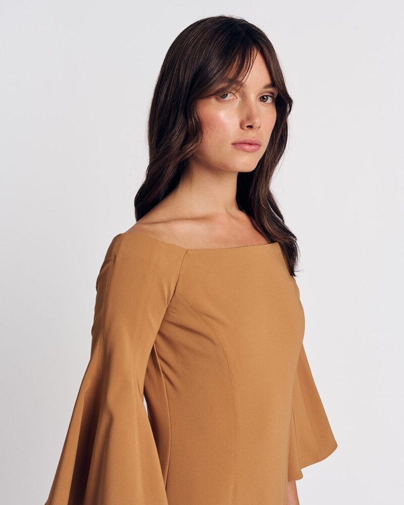 Forel Φόρεμα Pencil Μidi Καμηλό - Image 3