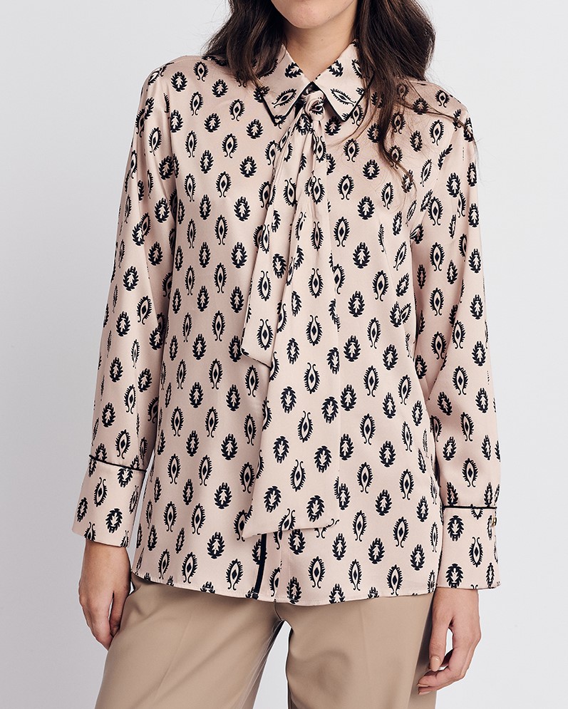 Forel Πουκάμισο Χρυσό με Σχέδιο Satin