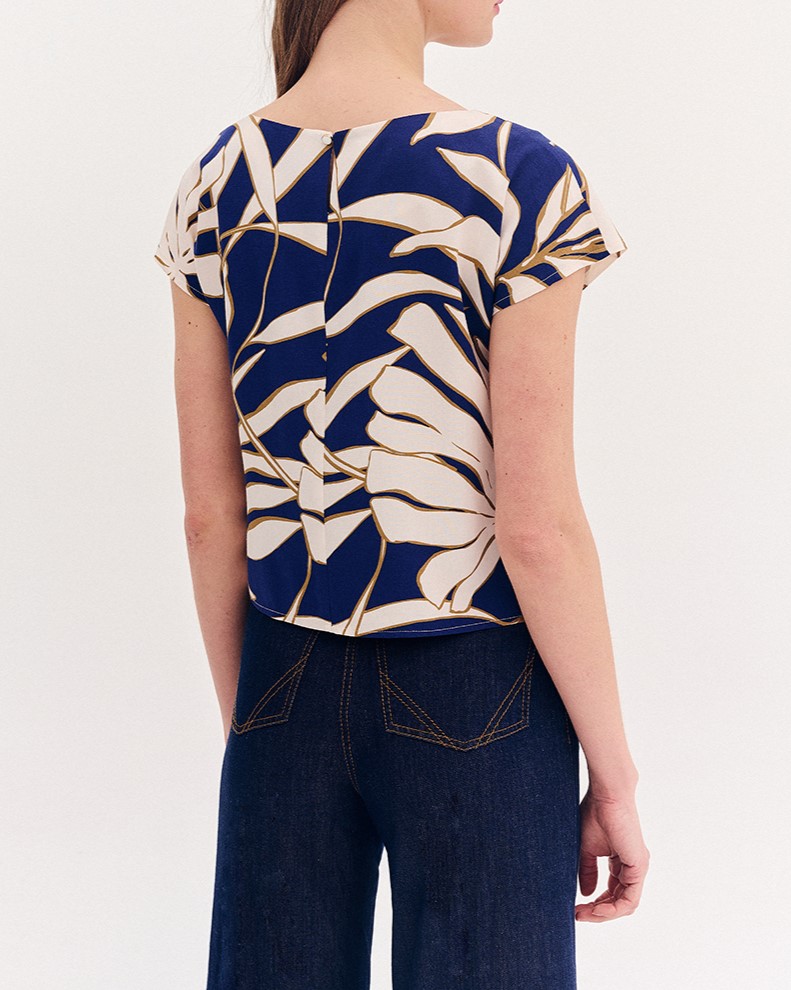 Forel Μπλούζα Μπλέ Εμπριμέ Βισκόζ - Image 2