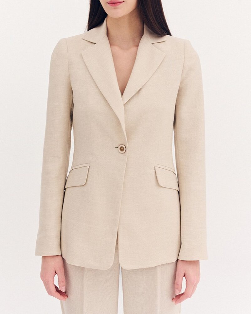 Forel Γυναικείο Σακάκι Μακρύ Υφασμάτινο Εκρού