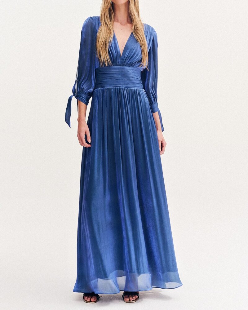 Forel Φόρεμα Maxi Σατέν Μπλε