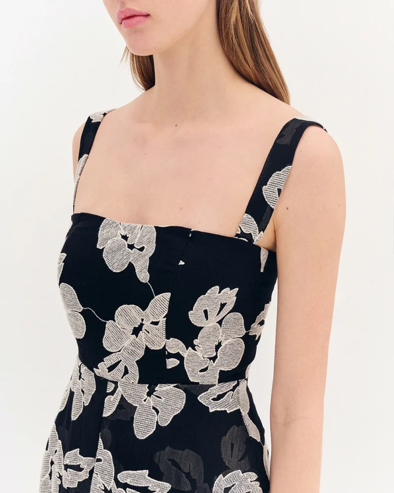 Forel Φόρεμα Cocktail Μαύρο με Απλικέ Κέντημα - Image 3