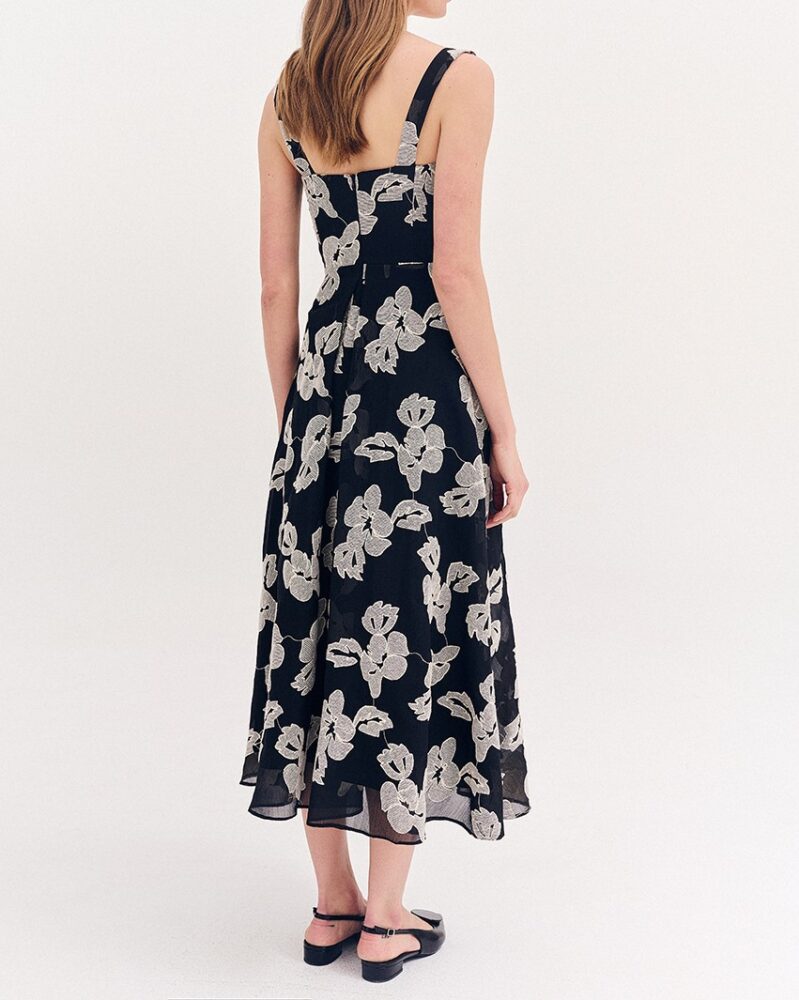 Forel Φόρεμα Cocktail Μαύρο με Απλικέ Κέντημα - Image 2