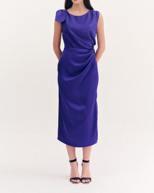 Forel Φόρεμα Στενό Satin Midi Μελάνι