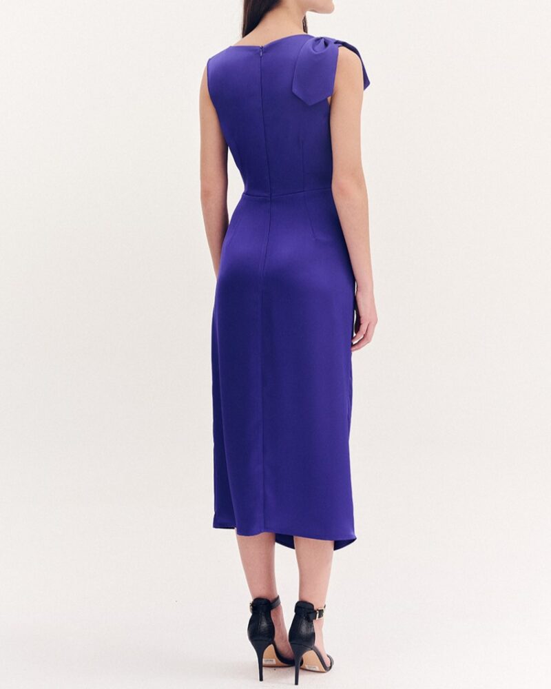 Forel Φόρεμα Στενό Satin Midi Μελάνι - Image 2