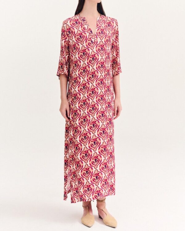 Forel Φόρεμα Εμπριμέ Μaxi με Μακρύ Μανίκι