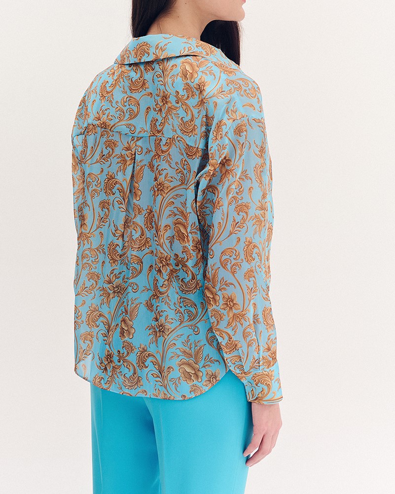 Forel Μακρυμάνικο Γυναικείο Σατέν Πουκάμισο Eμπριμέ - Image 2