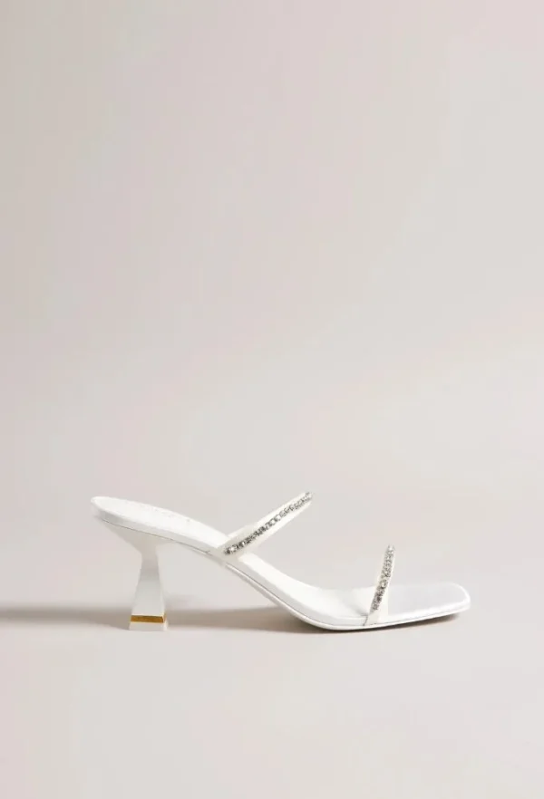 Ted Baker Rinita Λευκά Πέδιλα με Στρας και Λεπτά Λουράκια