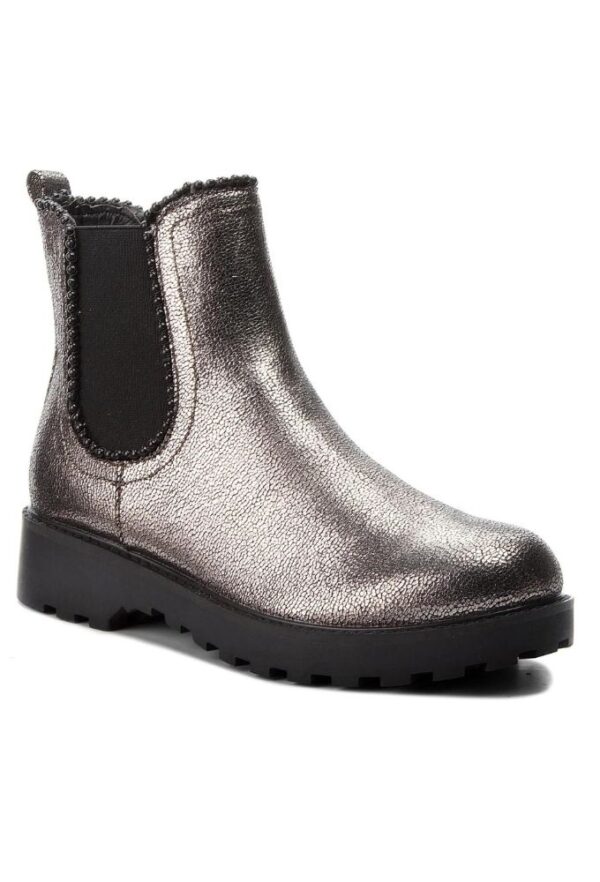 Guess Ασημί Φλατ Μποτάκι με Λάστιχο