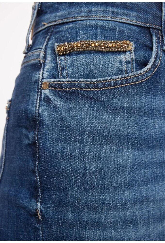 Guess Γυναικείο Ψηλόμεσο Τζιν Παντελόνι Flared Μπλέ - Image 5