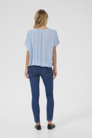 Kaffe Γυναικεία Μπλούζα Κοντομάνικη Γαλάζια - Image 2