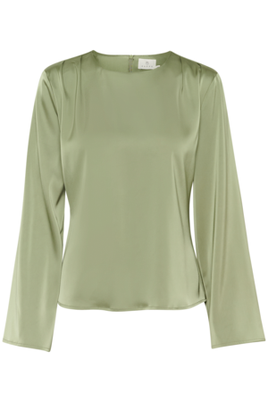 Kaffe KAhill Μπλούζα Τύπου Σατέν Λαδί Ανοιχτό - Image 5