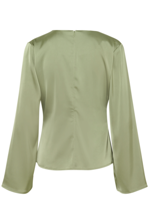 Kaffe KAhill Μπλούζα Τύπου Σατέν Λαδί Ανοιχτό - Image 6