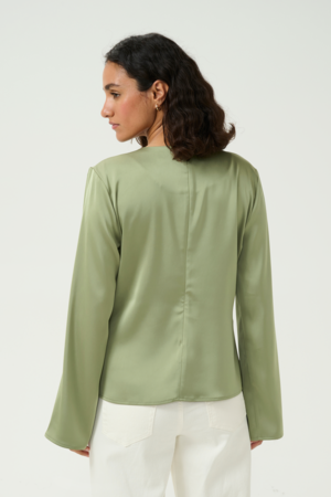 Kaffe KAhill Μπλούζα Τύπου Σατέν Λαδί Ανοιχτό - Image 2