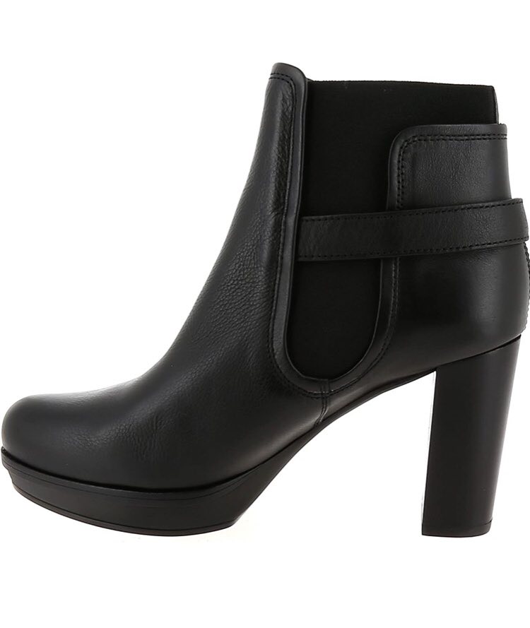 Unisa Μαύρα Δερμάτινα Μποτάκια με Τακούνι και Λάστιχο στο πλάι - Image 2