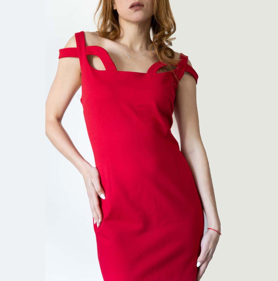 Forel midi Ελαστικό Κόκκινο Φόρεμα - Image 3