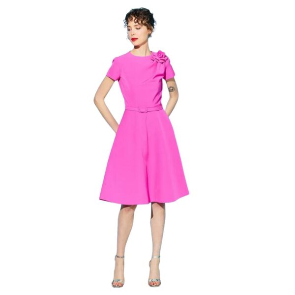 Forel  Φούξια Λοξό Φόρεμα με λουλούδι στον ώμο