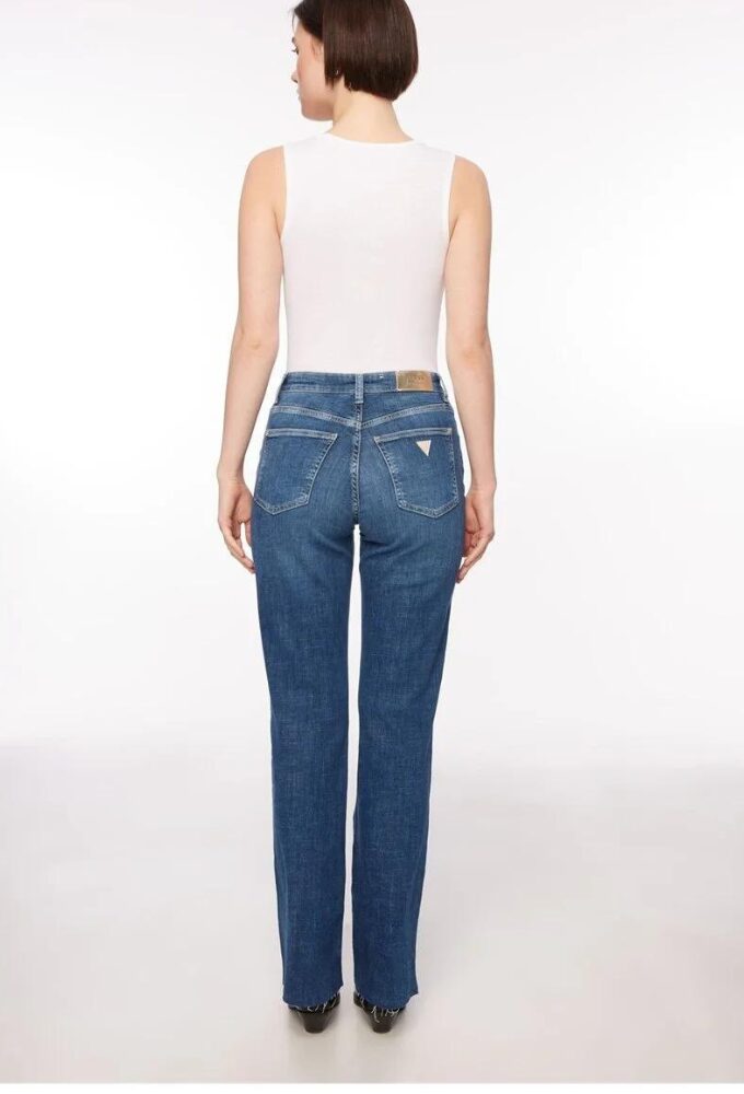 Guess Γυναικείο Ψηλόμεσο Τζιν Παντελόνι Flared Μπλέ - Image 6