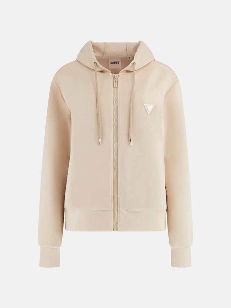 Guess Γυναικεία Ζακέτα Φούτερ με Κουκούλα Μπεζ - Image 5