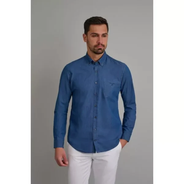 Navy & Green  Τζην  Πουκάμισο