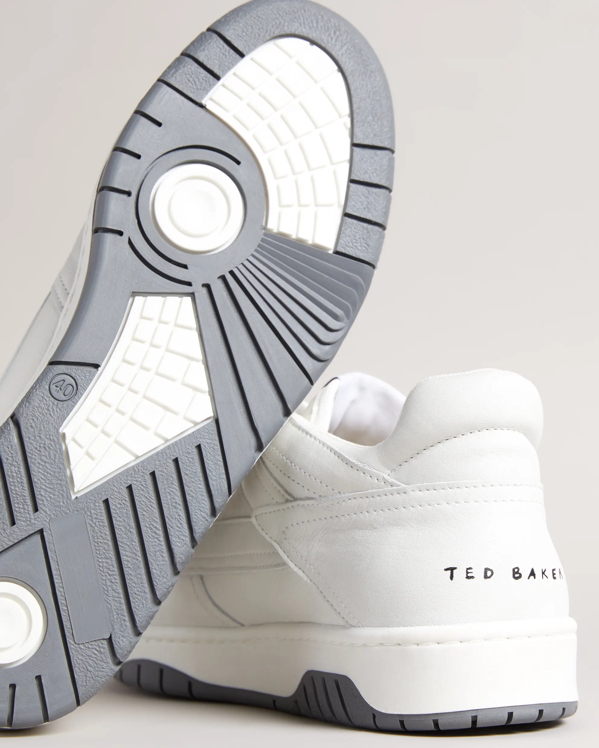 Ted Baker Εκρού Δερμάτινο Sneakers - Image 3