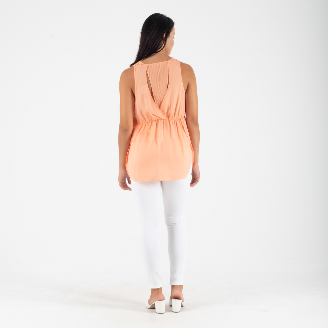 Guess Σατέν Αμάνικη Βερικοκί Μπλούζα - Image 5