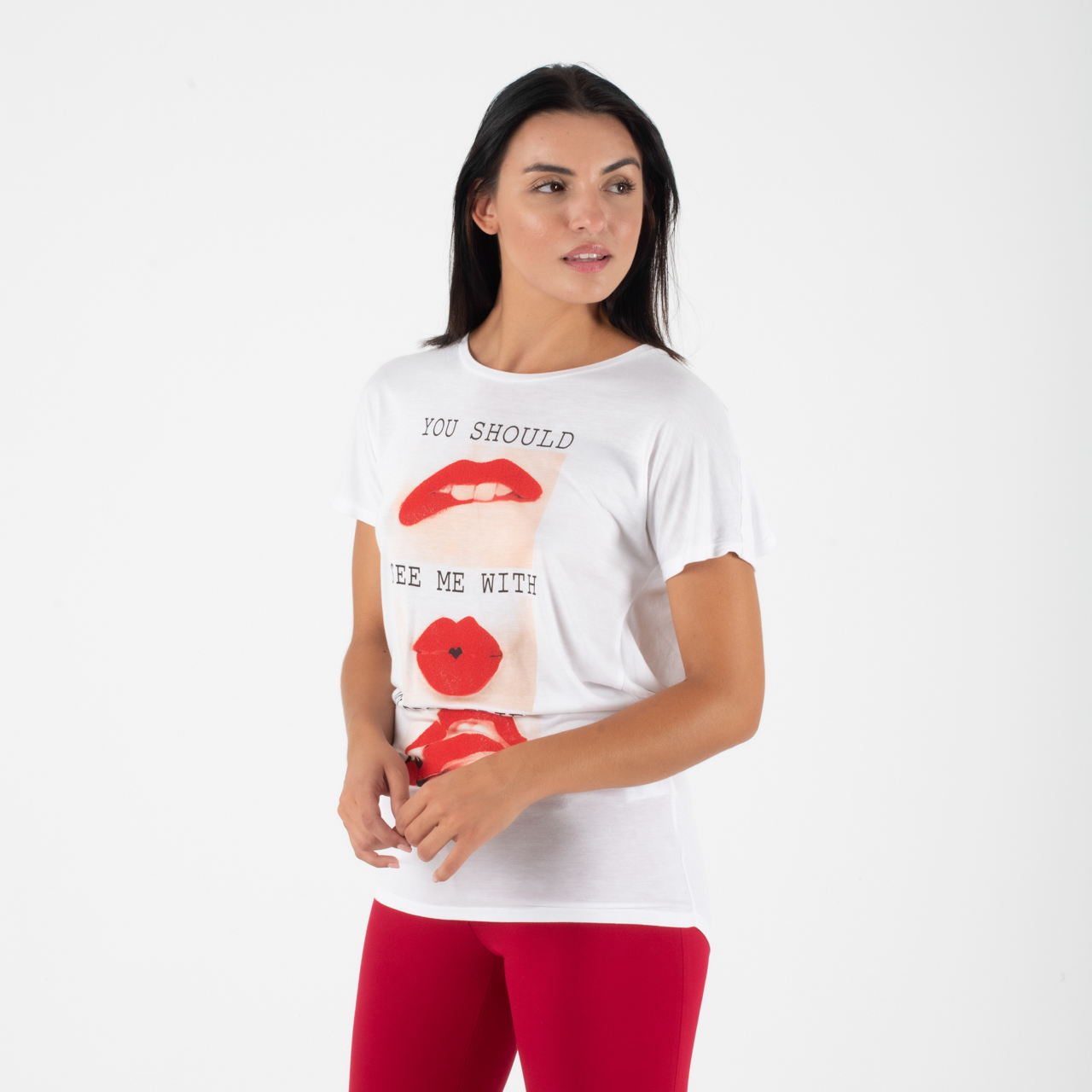 Relish Άσπρη Μπλούζα με κόκκινο τύπωμα μπροστά και ανοιχτή πλάτη - Image 2