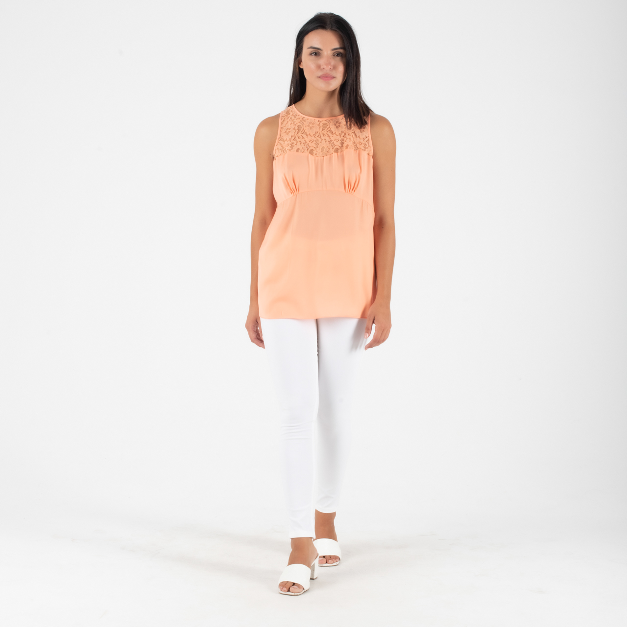 Guess Σατέν Αμάνικη Βερικοκί Μπλούζα - Image 4