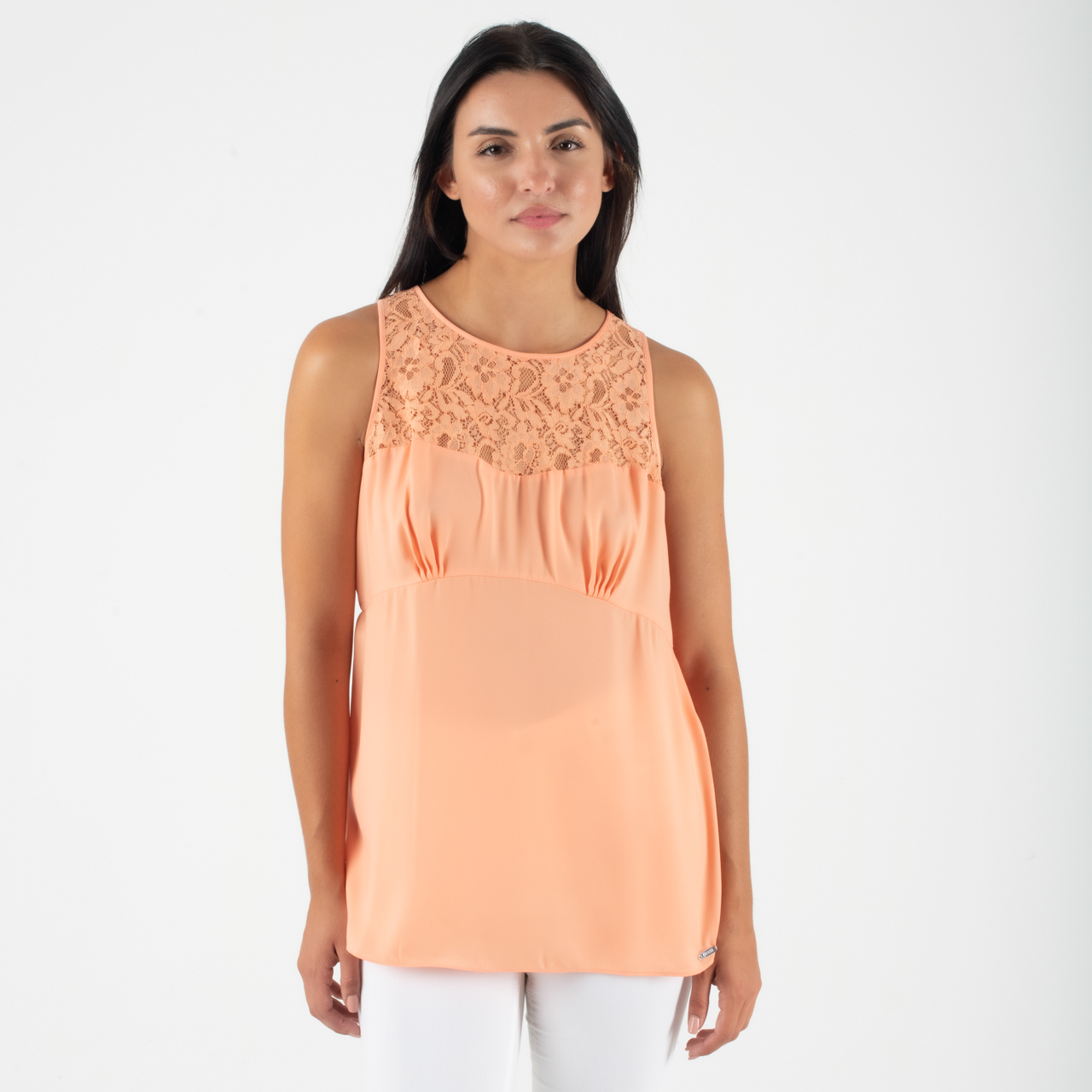 Guess Σατέν Αμάνικη Βερικοκί Μπλούζα