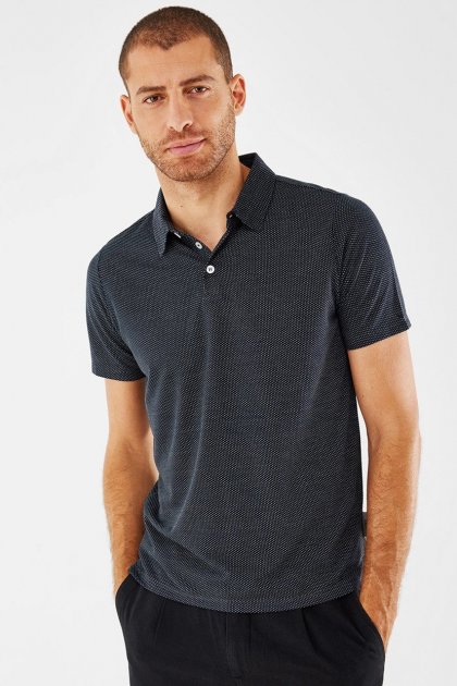 Mexx Μπλούζα Μαύρη Με Ψιλό Πουά και Κοντό Μανίκι