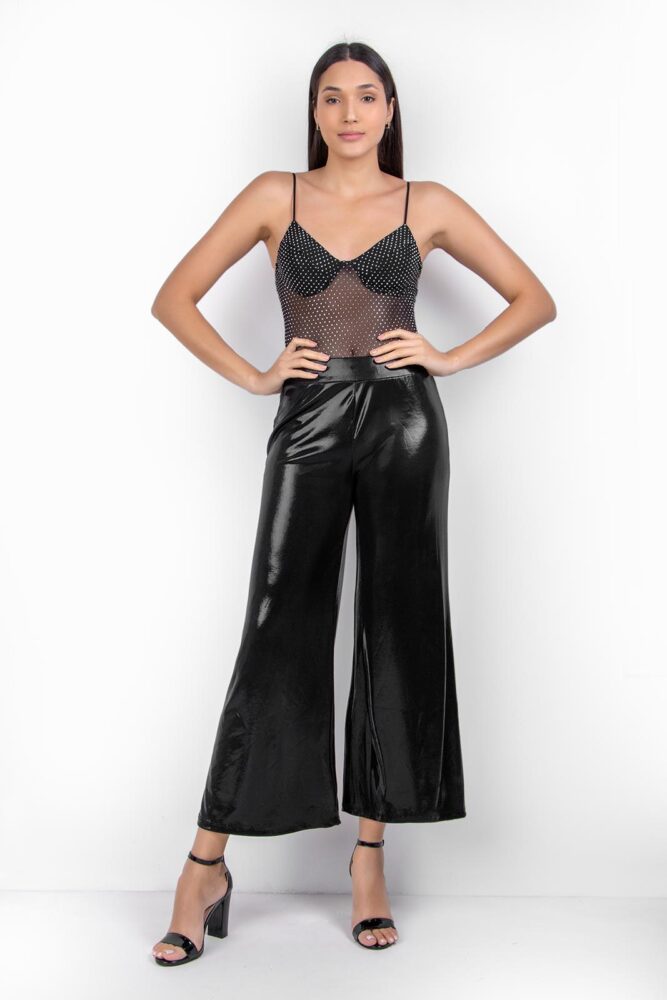 Fullah Sugah Μαύρη Μεταλιζέ ελαστική παντελόνα με λάστιχο - Image 2