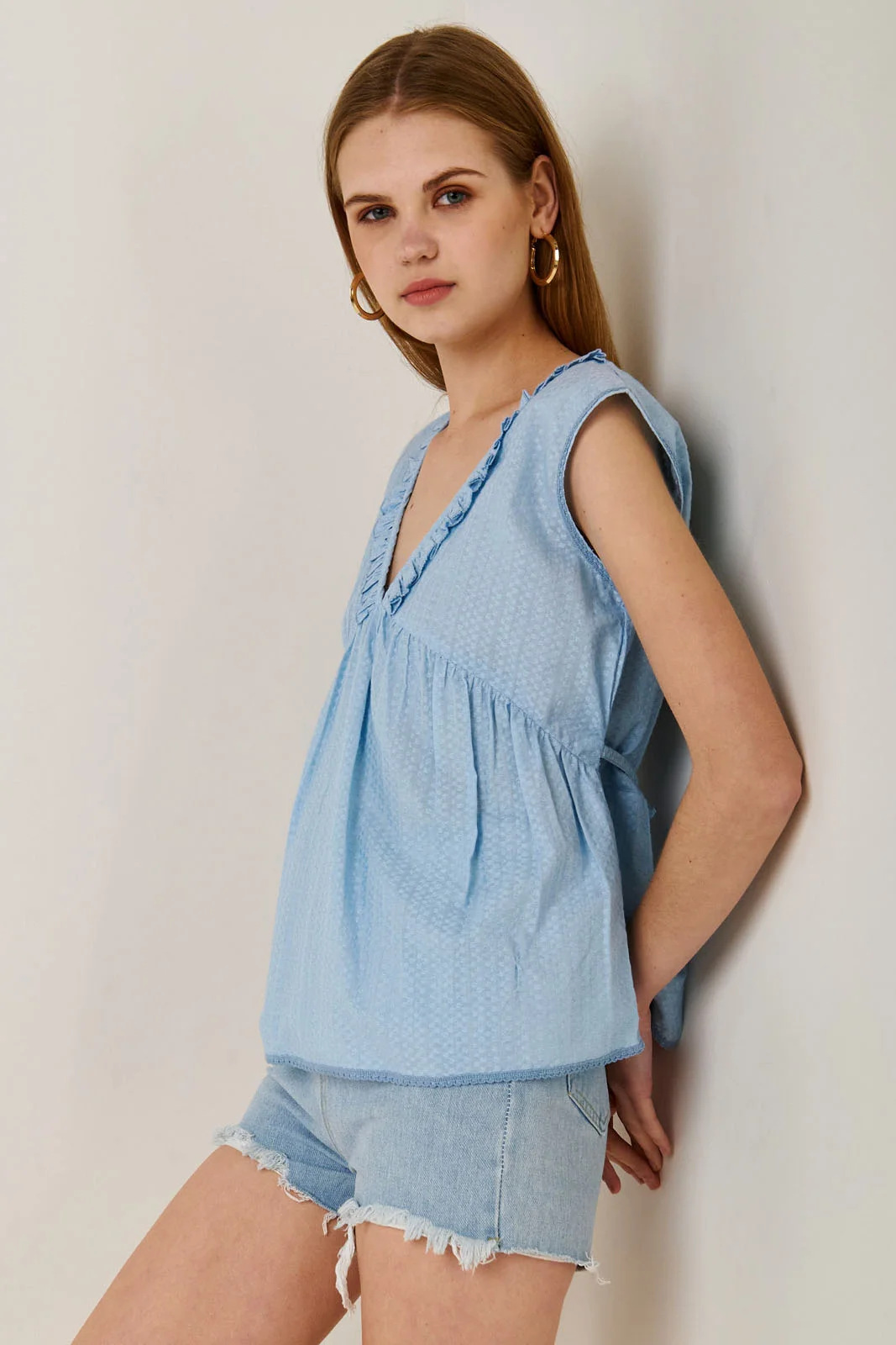 Fullah Sugah Τοπ Ανάγλυφο με Βολάν Γαλάζιο - Image 2