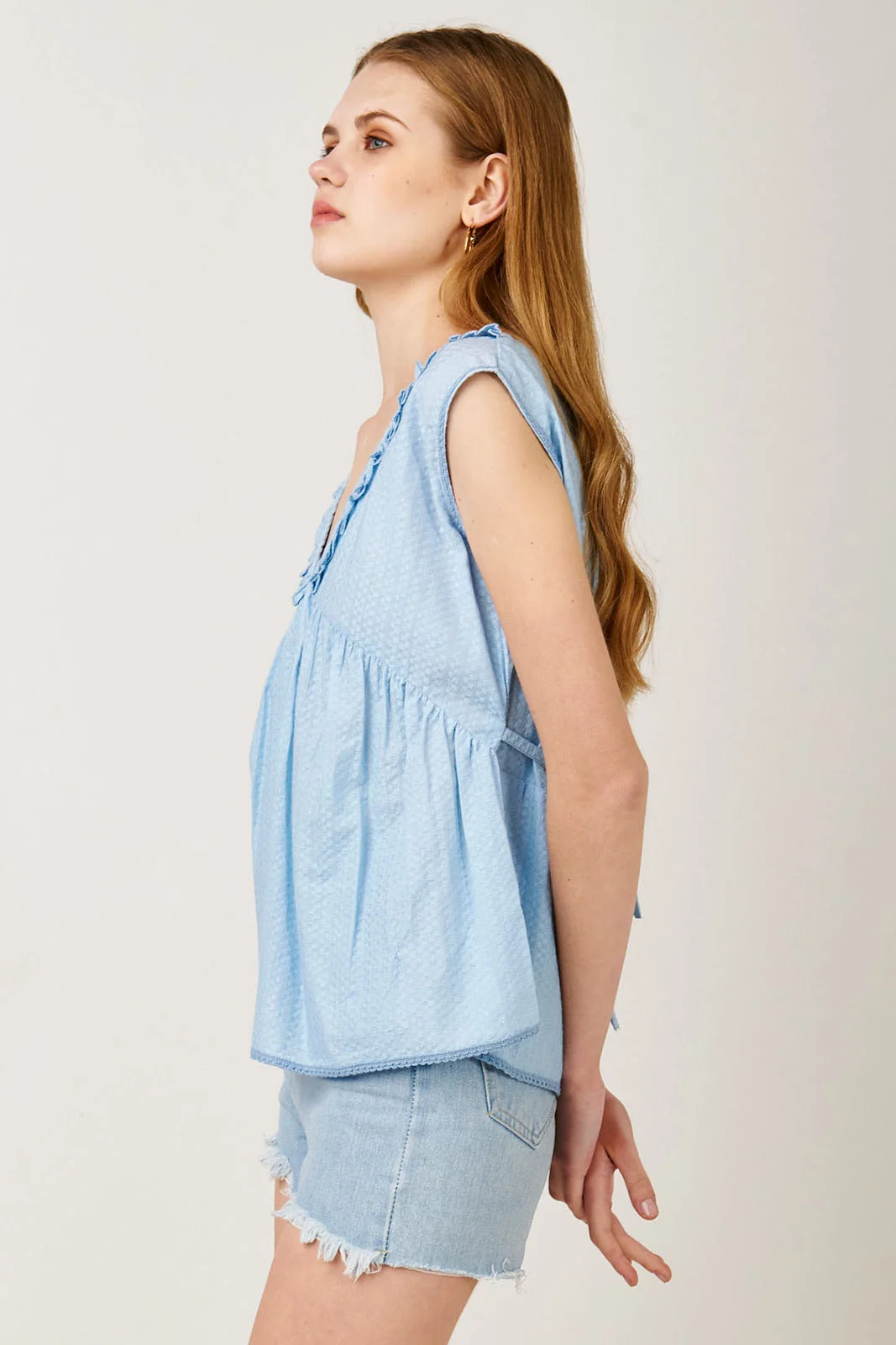 Fullah Sugah Τοπ Ανάγλυφο με Βολάν Γαλάζιο - Image 4