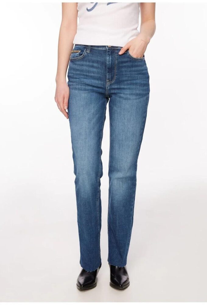 Guess Γυναικείο Ψηλόμεσο Τζιν Παντελόνι Flared Μπλέ - Image 3