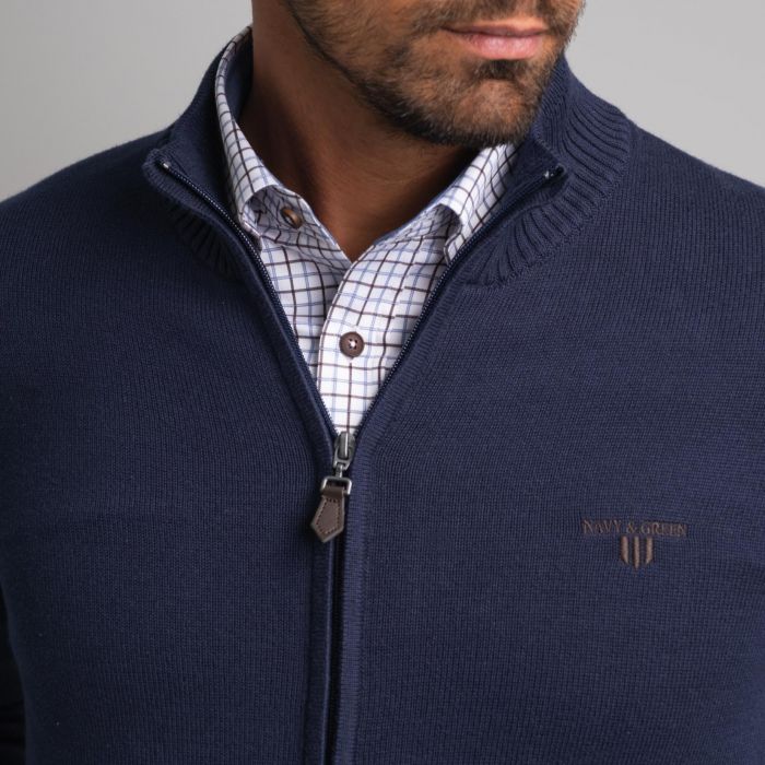 Navy & Green Πλεκτή Ζακέτα με Φερμουάρ - Image 5