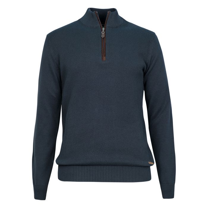 Navy & Green Πλεκτό Βαμβακερό με Λουπέτο Γιάκα και Φερμουάρ - Image 4